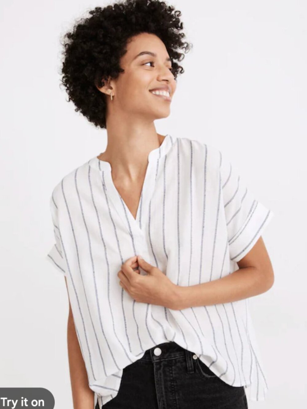 Madewell Lakeline Popover Shirt Stripe 100% Cotton Size XS